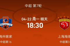 中超梅州客家vs上海海港最新比賽時間確定 4月22日18:30開賽